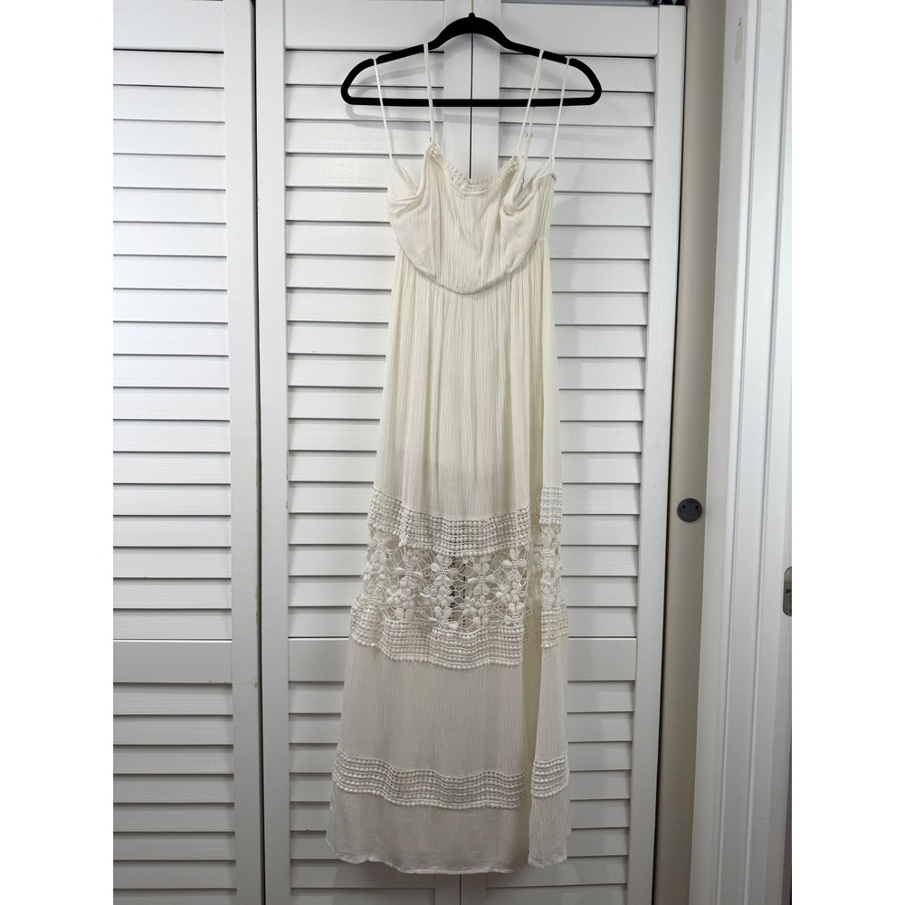 Wilde Heart Maxi Dress Womens 12 White Crochet Lace Boho Cotton NEW